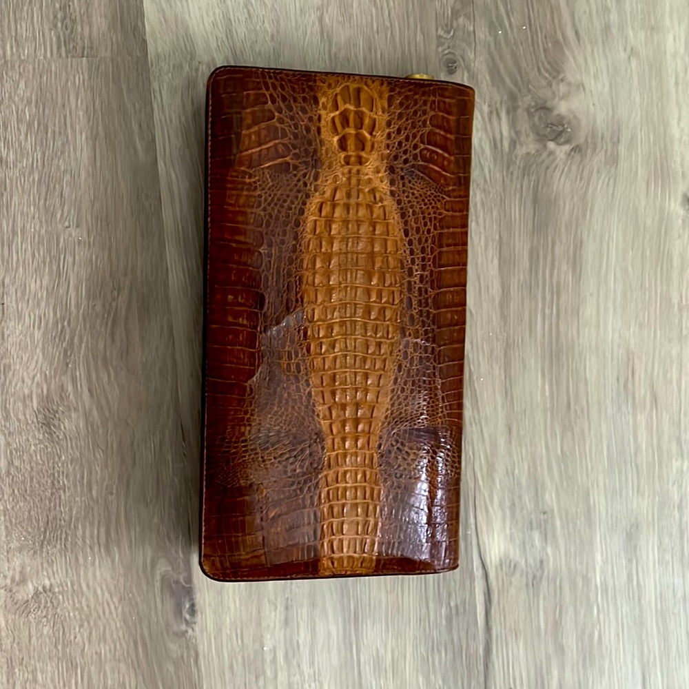 Vintage genuine alligator skinned clutch